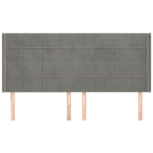 Cabeceira cama c/ abas veludo 203x16x118/128 cm cinzento-claro - Image 2