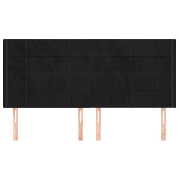 Cabeceira de cama c/ abas veludo 203x16x118/128 cm preto - Image 2