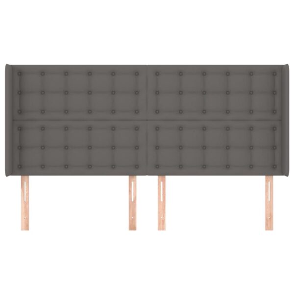 Cabeceira cama c/ abas couro artif. 183x16x118/128 cm cinzento - Image 2