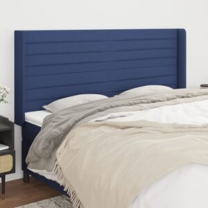 Cabeceira de cama c/ abas tecido 163x16x118/128 cm azul