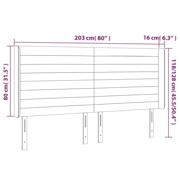 Cabeceira cama abas tecido 203x16x118/128 cm cinza-acastanhado - Image 8
