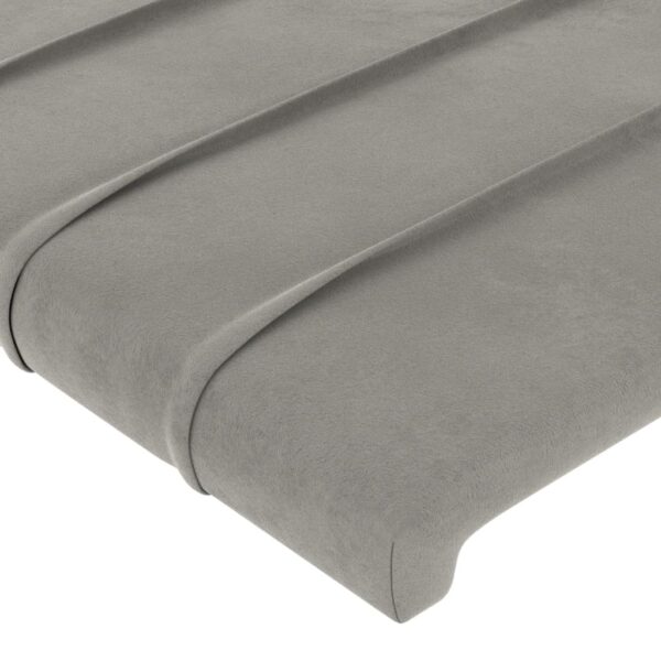 Cabeceira cama c/ abas veludo 147x16x118/128 cm cinzento-claro - Image 4