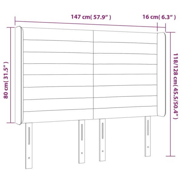 Cabeceira cama c/ abas veludo 147x16x118/128 cm cinzento-claro - Image 8