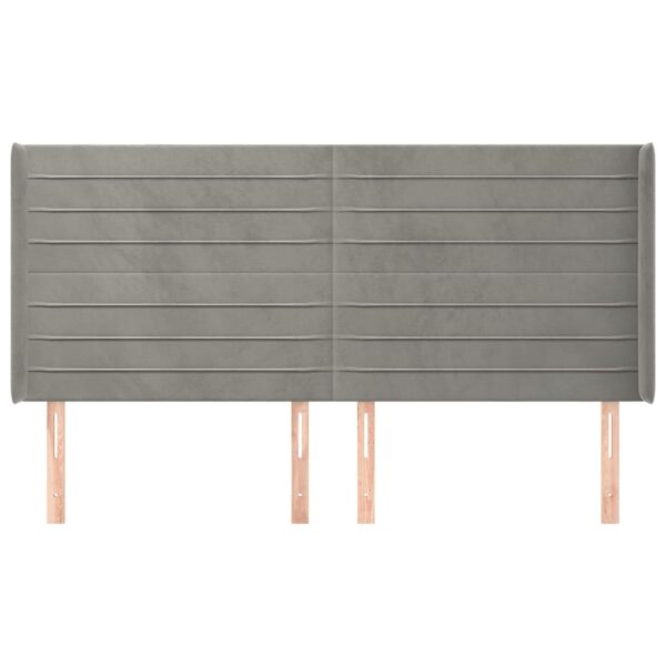 Cabeceira cama c/ abas veludo 163x16x118/128 cm cinzento-claro - Image 2