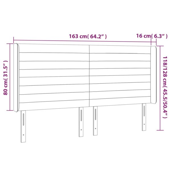 Cabeceira cama c/ abas veludo 163x16x118/128 cm cinzento-claro - Image 8