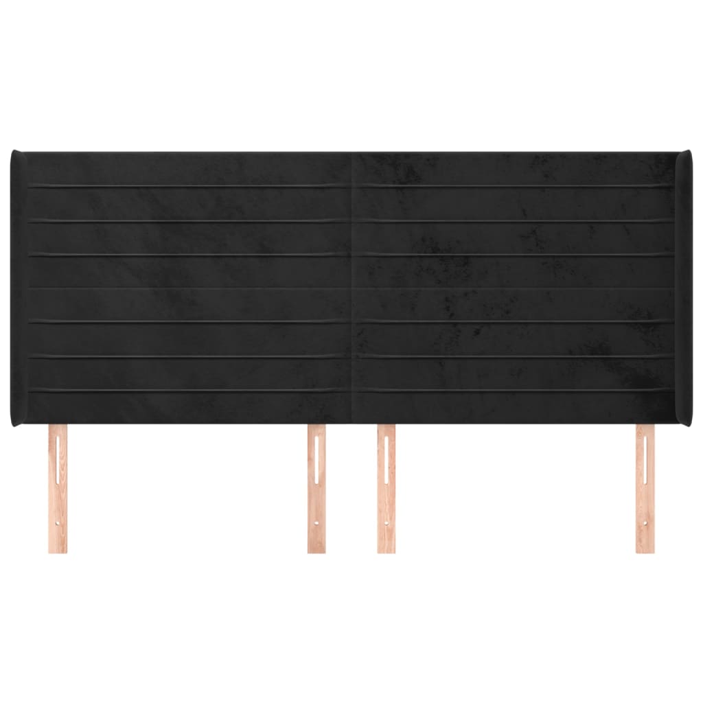 Cabeceira de cama c/ abas veludo 183x16x118/128 cm preto - Image 2