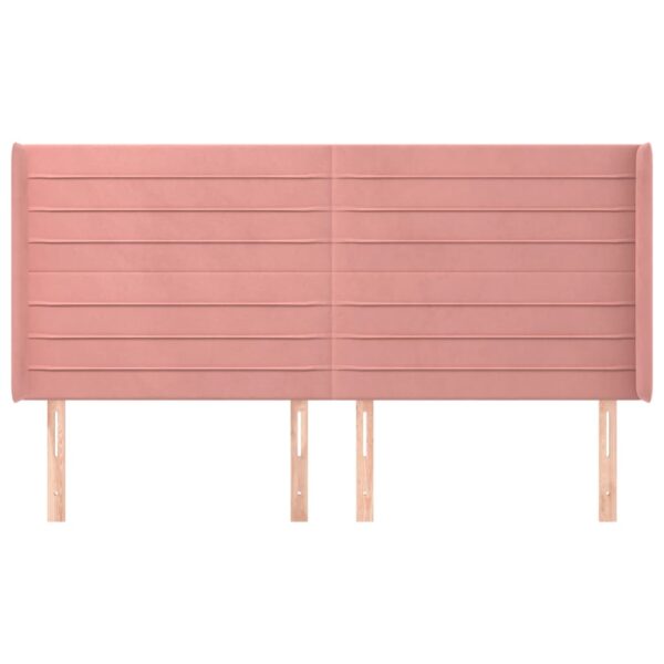 Cabeceira cama c/ abas veludo 183x16x118/128 cm rosa - Image 2