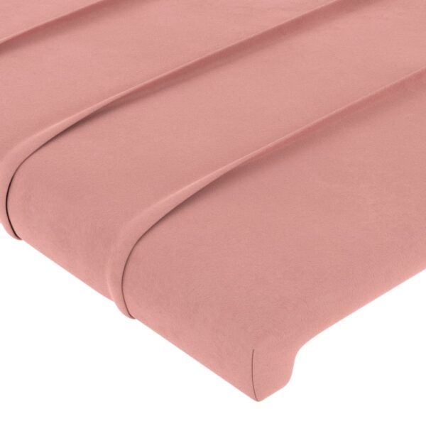 Cabeceira cama c/ abas veludo 203x16x118/128 cm rosa - Image 4