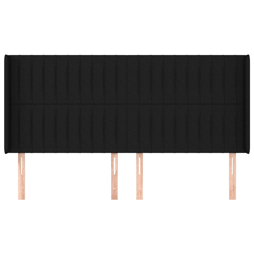 Cabeceira de cama c/ abas tecido 163x16x118/128 cm preto - Image 2