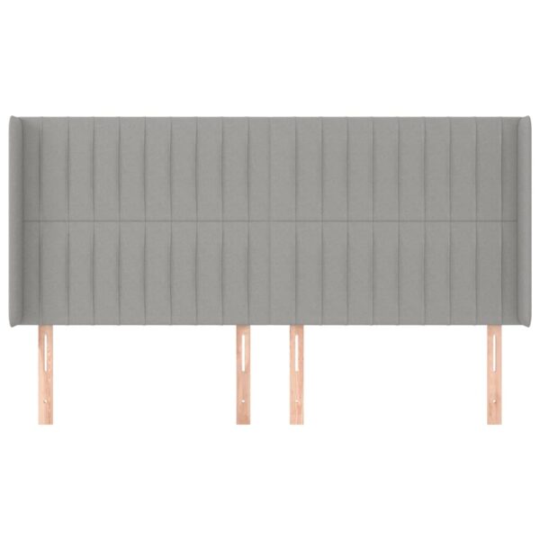 Cabeceira cama c/ abas tecido 183x16x118/128 cm cinzento-claro - Image 2