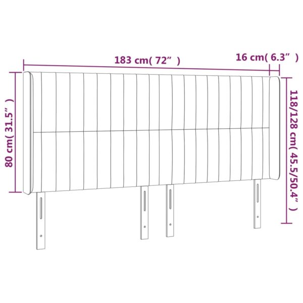 Cabeceira cama c/ abas tecido 183x16x118/128 cm cinzento-claro - Image 8