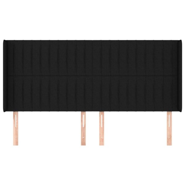 Cabeceira de cama c/ abas tecido 183x16x118/128 cm preto - Image 2