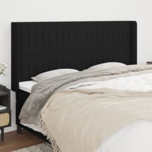 Cabeceira de cama c/ abas tecido 183x16x118/128 cm preto