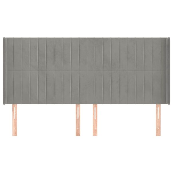 Cabeceira cama c/ abas veludo 163x16x118/128 cm cinzento-claro - Image 2