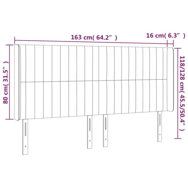 Cabeceira cama c/ abas veludo 163x16x118/128 cm cinzento-claro - Image 8