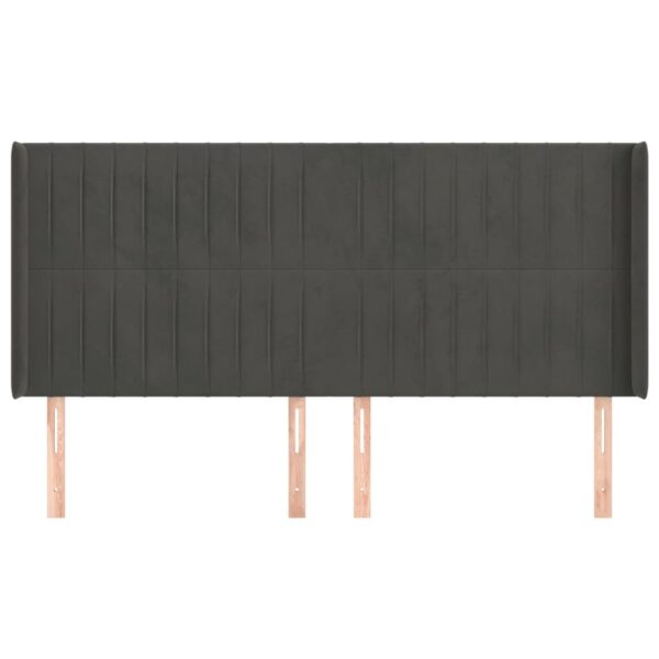Cabeceira cama c/ abas veludo 183x16x118/128 cm cinzento-escuro - Image 2
