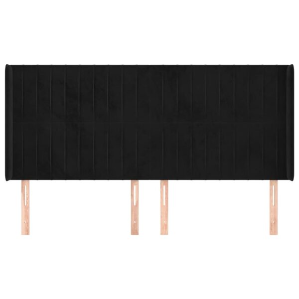 Cabeceira de cama c/ abas veludo 183x16x118/128 cm preto - Image 2