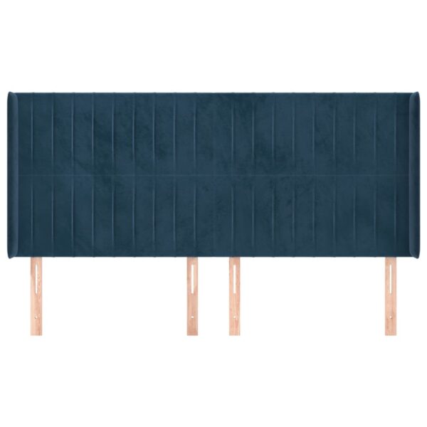 Cabeceira cama c/ abas veludo 203x16x118/128 cm azul-escuro - Image 2