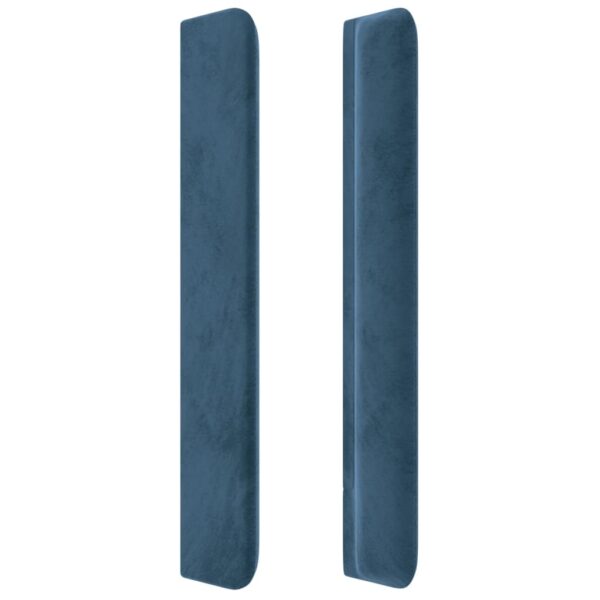 Cabeceira cama c/ abas veludo 203x16x118/128 cm azul-escuro - Image 3