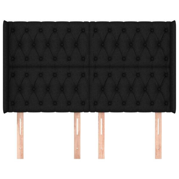 Cabeceira de cama c/ abas tecido 147x16x118/128 cm preto - Image 2