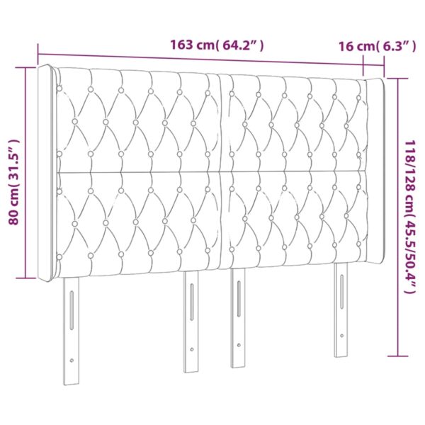 Cabeceira cama c/ abas tecido 163x16x118/128 cm cinzento-escuro - Image 8