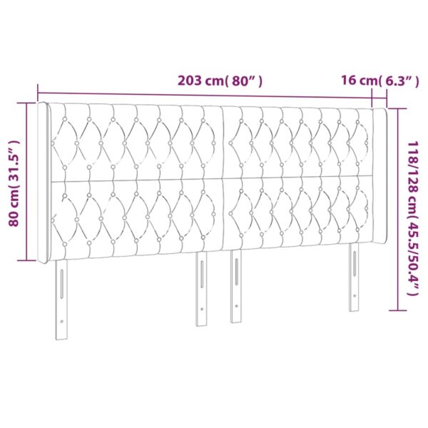 Cabeceira de cama c/ abas tecido 203x16x118/128 cm creme - Image 8