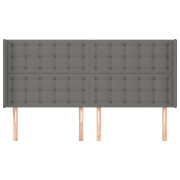 Cabeceira cama c/ abas tecido 183x16x118/128 cm cinzento-escuro - Image 2