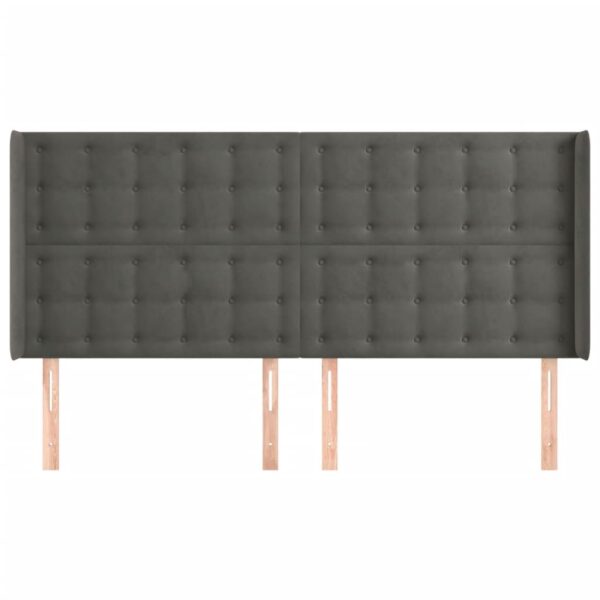 Cabeceira cama c/ abas veludo 203x16x118/128 cm cinzento-escuro - Image 2