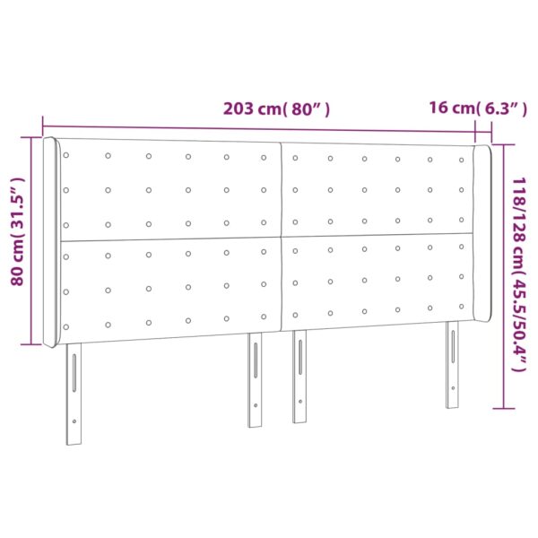 Cabeceira cama c/ abas veludo 203x16x118/128 cm cinzento-escuro - Image 8