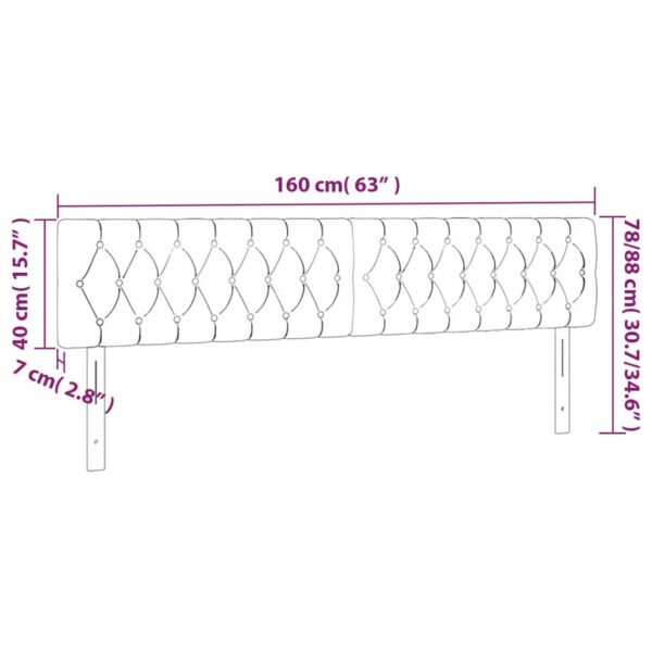 Cabeceira de cama c/ luzes LED tecido 160x7x78/88 cm cor creme - Image 5