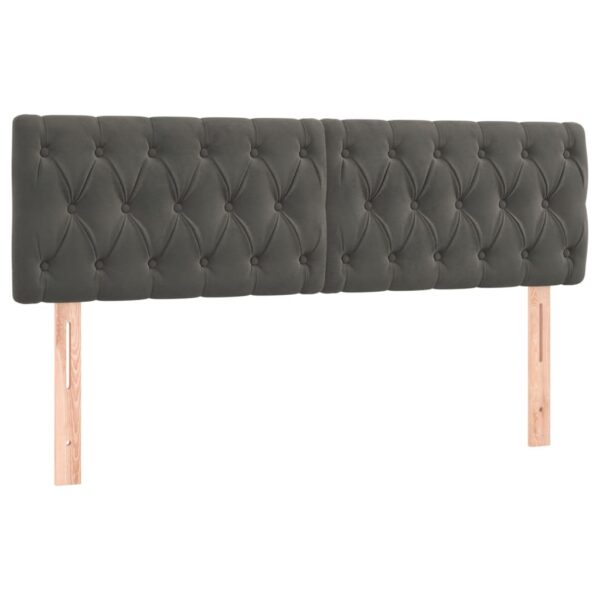 Cabeceira de cama c/luzes LED veludo 144x7x78/88cm cinza-escuro - Image 3