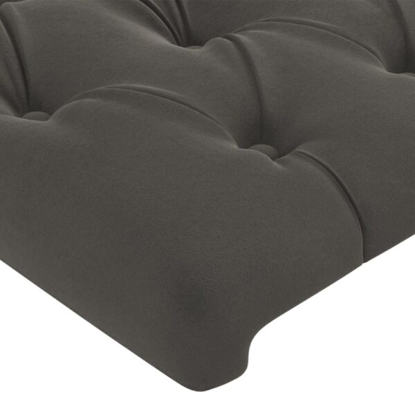 Cabeceira de cama c/luzes LED veludo 144x7x78/88cm cinza-escuro - Image 4
