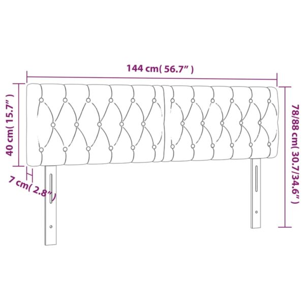Cabeceira de cama c/luzes LED veludo 144x7x78/88cm cinza-escuro - Image 5