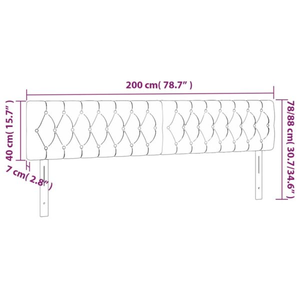 Cabeceira de cama c/luzes LED veludo 200x7x78/88 cm cinza-claro - Image 5