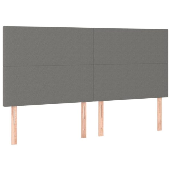 Cabeceira de cama c/ LED tecido 200x5x118/128 cm cinza-escuro - Image 3