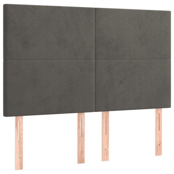 Cabeceira de cama c/ LED veludo 144x5x118/128 cm cinza-escuro - Image 3