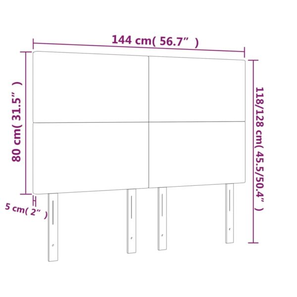 Cabeceira de cama c/ LED veludo 144x5x118/128 cm cinza-escuro - Image 5