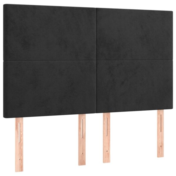 Cabeceira cama c/ LED veludo 144x5x118/128 cm preto - Image 3