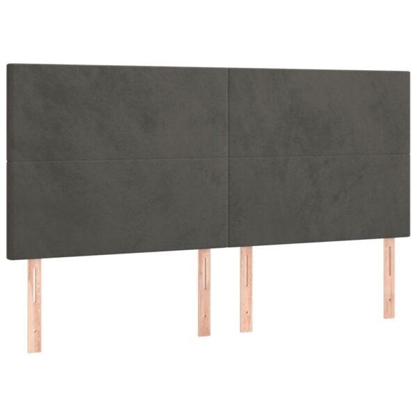 Cabeceira de cama c/ LED veludo 160x5x118/128 cm cinza-escuro - Image 3