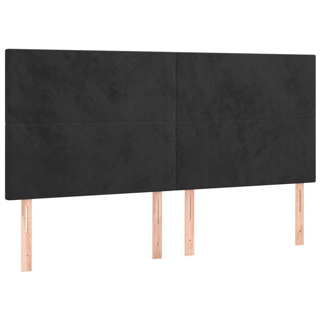 Cabeceira de cama c/ luzes LED veludo 200x5x118/128 cm preto - Image 3
