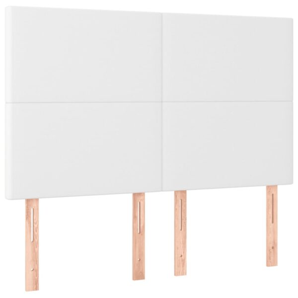 Cabeceira cama c/ LED couro artificial 144x5x118/128 cm branco - Image 3