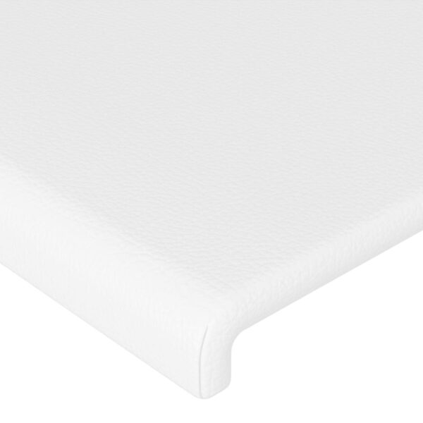 Cabeceira cama c/ LED couro artificial 144x5x118/128 cm branco - Image 4