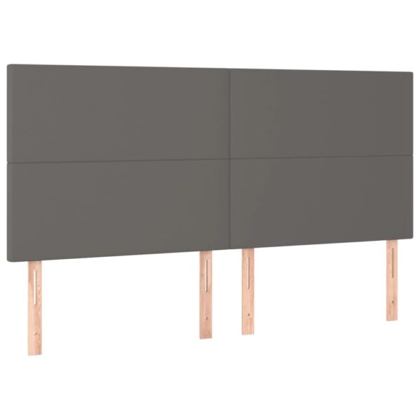 Cabeceira cama c/ LED couro artif. 160x5x118/128 cm cinzento - Image 3