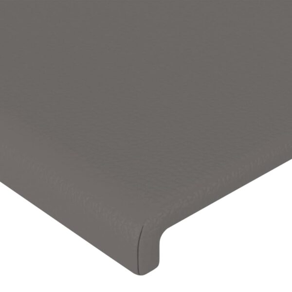 Cabeceira cama c/ LED couro artif. 160x5x118/128 cm cinzento - Image 4