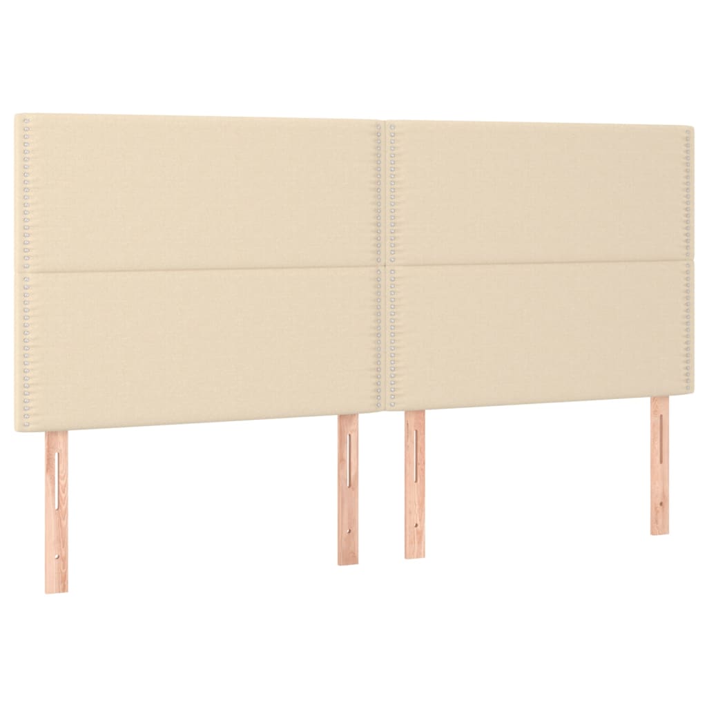 Cabeceira cama c/ LED tecido 180x5x118/128 cm crème - Image 3