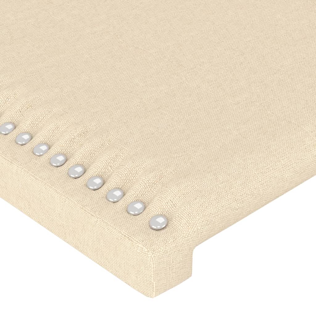 Cabeceira cama c/ LED tecido 180x5x118/128 cm crème - Image 4
