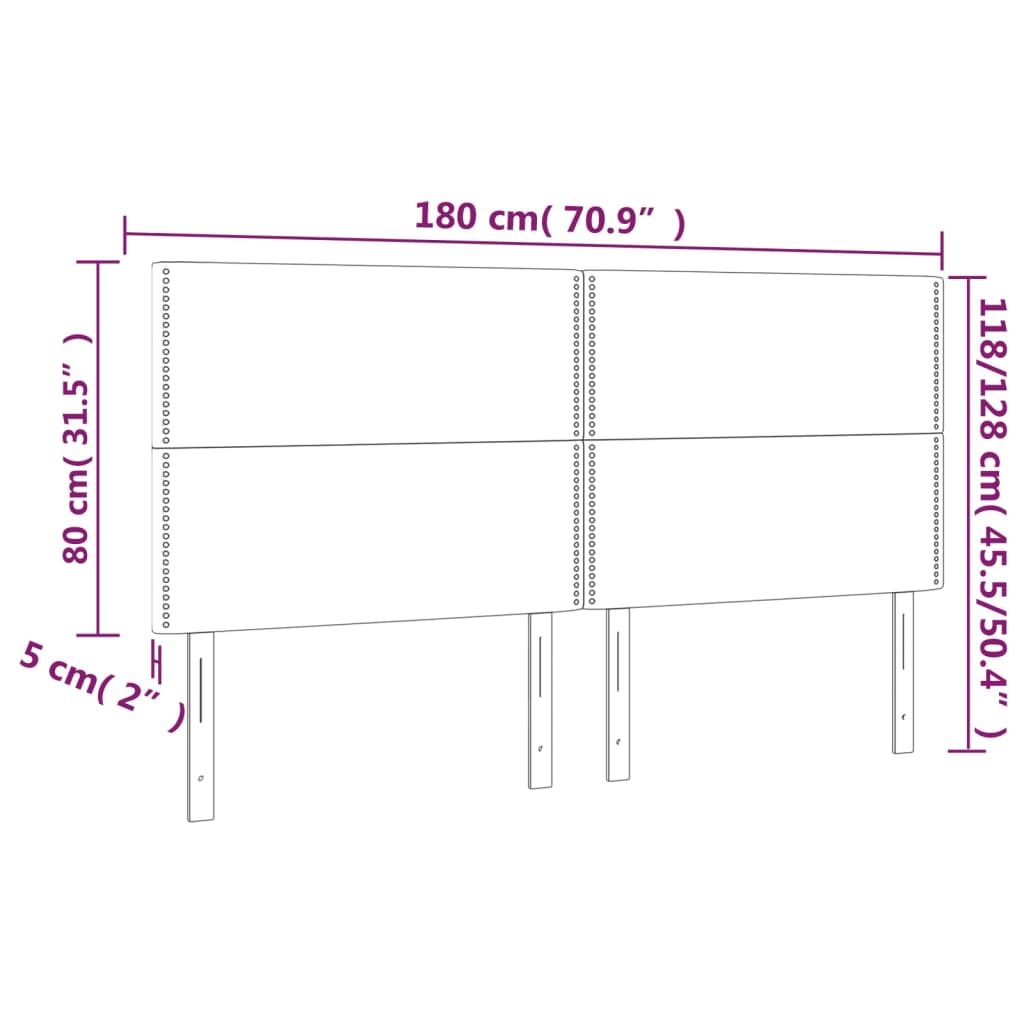 Cabeceira cama c/ LED tecido 180x5x118/128 cm crème - Image 5