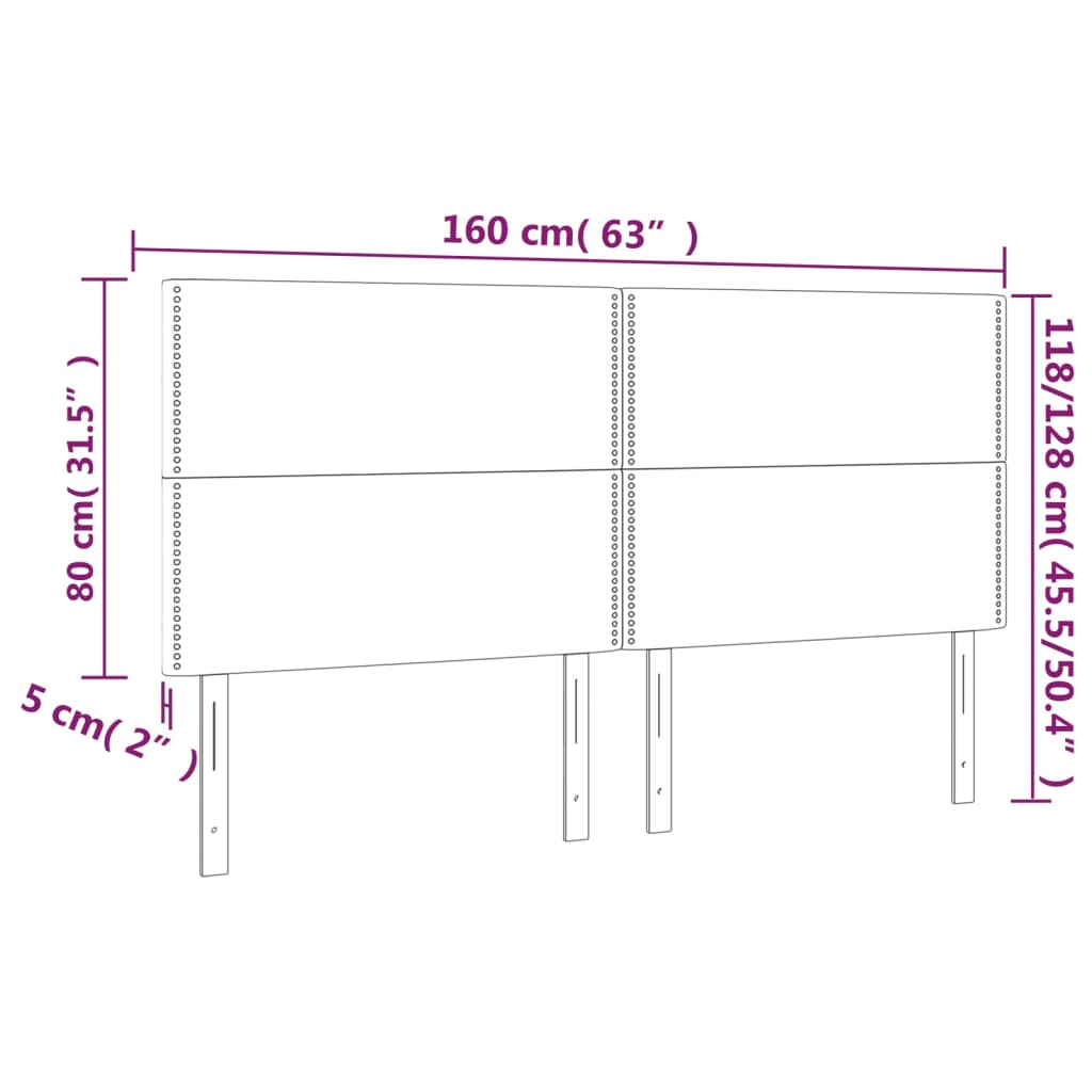 Cabeceira de cama c/ LED veludo 160x5x118/128 cm cinza-claro - Image 5