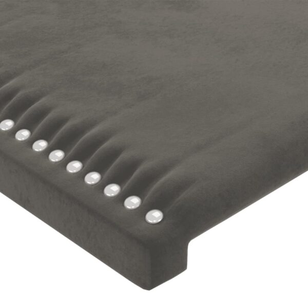 Cabeceira de cama c/ LED veludo 160x5x118/128 cm cinza-escuro - Image 4