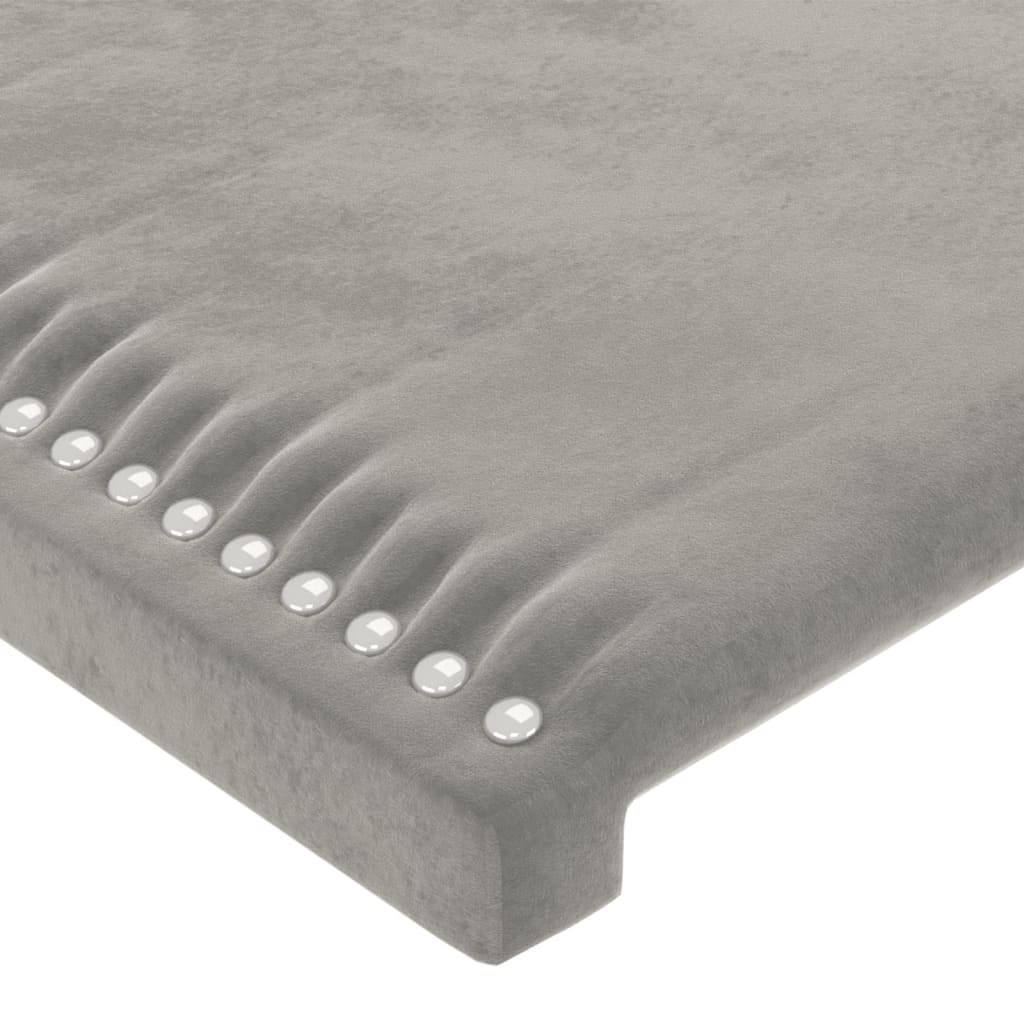 Cabeceira cama c/ luzes LED veludo 180x5x118/128cm cinza-claro - Image 4
